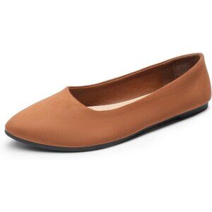 Women's Brown Pointed Toe Comfortable Cushioned Slip On Casual Suede Ballet Flat